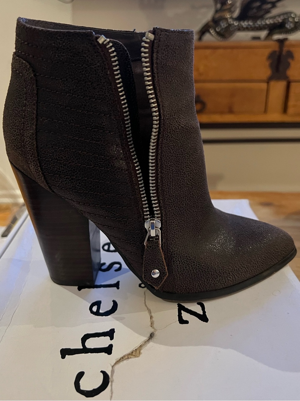 Chelsea & Zoe Dark Brown Zippered Ankle Bootie